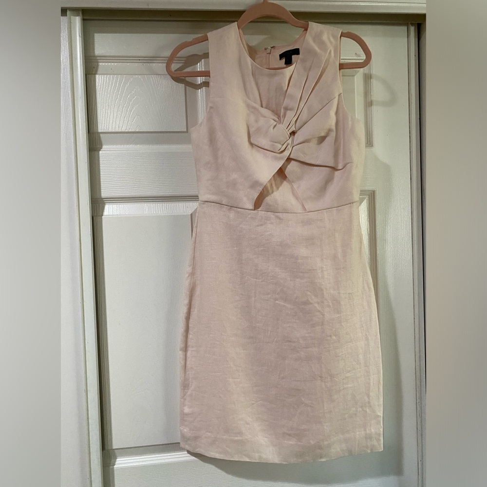 J. Crew Drape Knot Dress‎ in Irish Linen Size 2 Dusty Pink